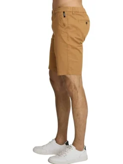 Short chino en coton camel à coupe droite pourvu de multiples poches