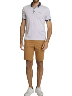 Short chino en coton camel à coupe droite pourvu de multiples poches