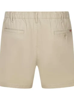 Short chino en coton camel uni avec une coupe droite et une taille intermédiaire