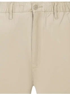Short chino en coton camel uni avec une coupe droite et une taille intermédiaire