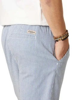 Short chino en coton ciel à rayures pourvu d'une coupe droite