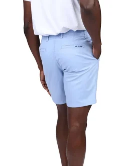 Short chino en coton ciel uni avec une coupe droite et un logo brodé