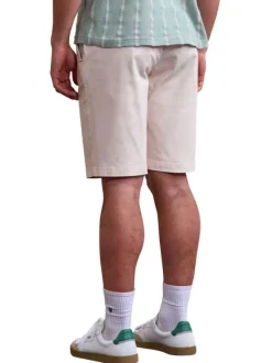 Short chino en coton écru uni avec une coupe droite et un logo brodé