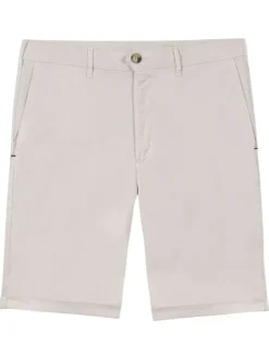 Short chino en coton écru uni avec une coupe droite et un logo brodé