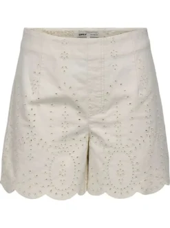 Short chino en coton écru uni pourvu d'une fermeture zippée