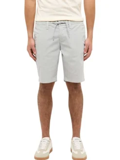 Short chino en coton gris clair uni avec une coupe droite et 4 poches