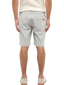 Short chino en coton gris clair uni avec une coupe droite et 4 poches