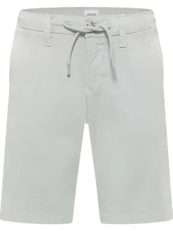 Short chino en coton gris clair uni avec une coupe droite et 4 poches