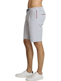 Short chino en coton gris à coupe droite pourvu d'une taille élastiquée