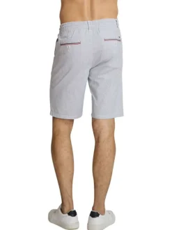 Short chino en coton gris à coupe droite pourvu d'une taille élastiquée