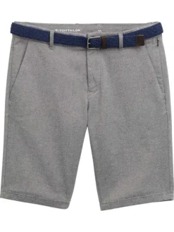 Short Chino en coton gris à motif géométrique avec coupe slim fit et 4 poches
