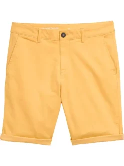 Short Chino en coton jaune uni à coupe slim fit avec 2 poches italiennes