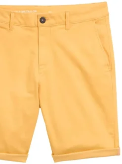 Short Chino en coton jaune uni à coupe slim fit avec 2 poches italiennes