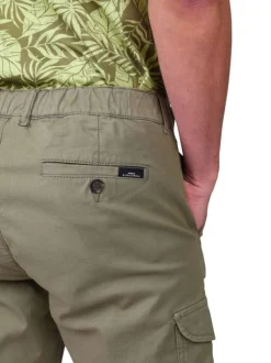 Short chino en coton kaki uni avec des poches passepoilées à l’arrière