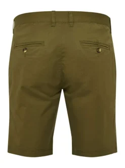 Short chino en coton kaki uni avec une coupe slim et des passants à la taille