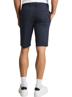 Short Chino en coton marine avec une coupe ajustée et une ceinture