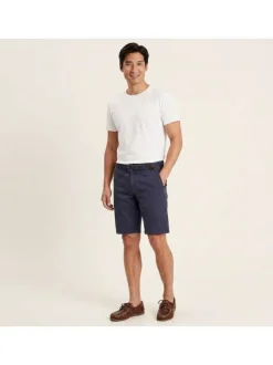 Short Chino en coton marine avec une coupe ajustée et une ceinture