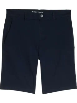 Short Chino en coton marine avec une coupe ajustéeet une taille intermédiaire