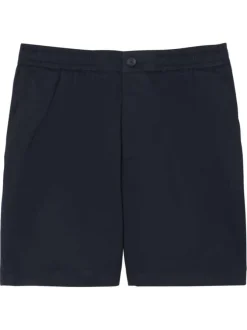 Short chino en coton marine à coupe droite pourvu de poches plaquées