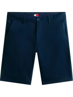 Short Chino en coton marine uni avec une fermeture à zip et à bouton