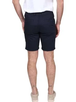 Short Chino en coton marine uni avec un logo brodé et une coupe droite