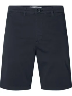 Short Chino en coton marine uni à coupe ajustée avec 4 poches