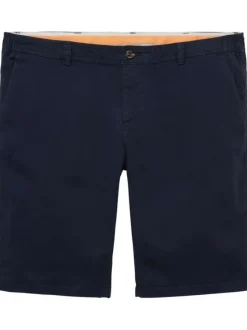 Short chino en coton marine uni à coupe droite et taille intermédiaire