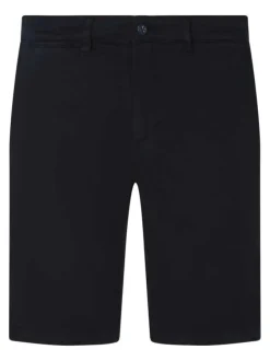 Short chino en coton marine uni pourvu d'une fermeture zippée