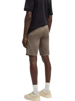 Short chino en coton marron uni à coupe regular fit avec des passants