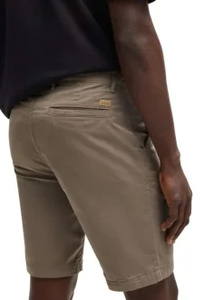 Short chino en coton marron uni à coupe regular fit avec des passants