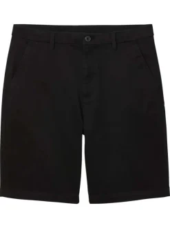 Short chino en coton noir à coupe droite pourvu d'une fermeture boutonnée