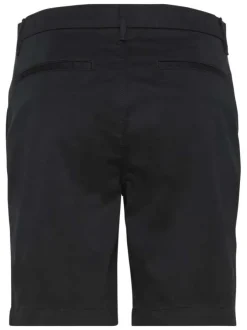 Short chino en coton noir à coupe droite pourvu d'une fermeture boutonnée