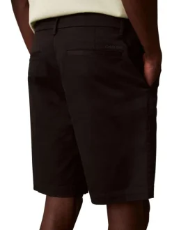 Short chino en coton noir à coupe droite pourvu d'une fermeture boutonnée
