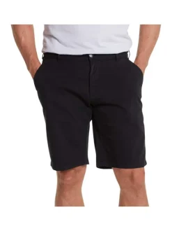 Short chino en coton noir uni coupe regular fit à fermeture zippée avec bouton
