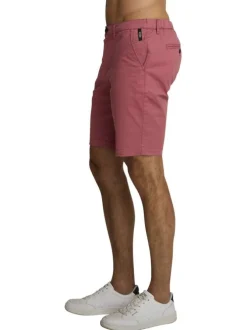 Short chino en coton rose à coupe droite pourvu de multiples poches