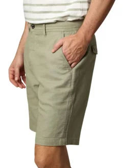 Short chino en coton vert d'eau uni avec des passants pour ceinture