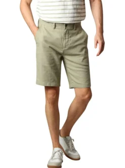 Short chino en coton vert d'eau uni avec des passants pour ceinture