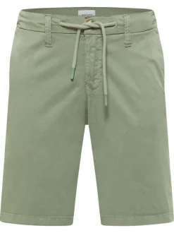 Short chino en coton vert tilleul uni avec une coupe droite et 4 poches