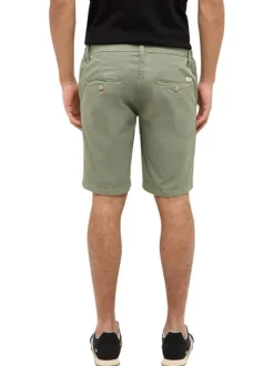 Short chino en coton vert tilleul uni avec une coupe droite et 4 poches