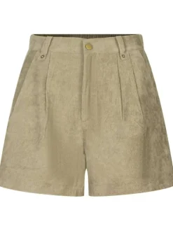 Short chino kaki en velours avec une coupe large et une taille élastiquée