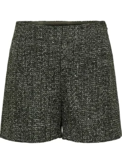 Short chino kaki tweed avec une coupe droite et une fermeture zippée