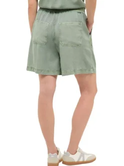 Short chino kaki uni pourvu d'une coupe ample et d'une taille élastiquée