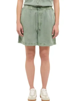 Short chino kaki uni pourvu d'une coupe ample et d'une taille élastiquée