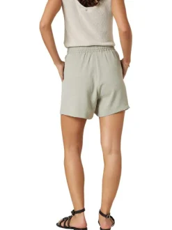 Short chino kaki uni pourvu d'une coupe droite et d'un cordon de serrage