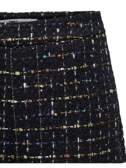 Short Chino marine carreaux avec une coupe slim et matière en tweed