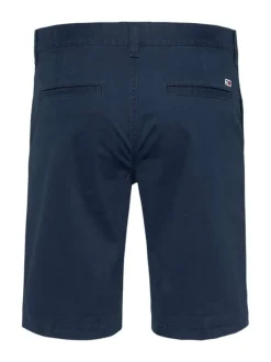 Short chino marine uni en coton avec une coupe droite et des passants pour ceinture