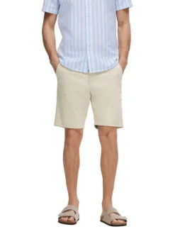 Short Chino Miles en coton écru uni avec poches à l'italienne