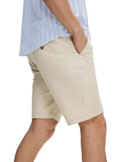 Short Chino Miles en coton écru uni avec poches à l'italienne