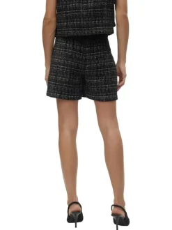 Short chino noir avec un imprimé tweed une coupe droite et une taille haute