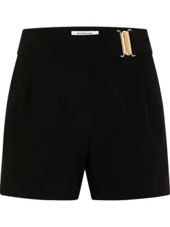 Short chino noir uni à coupe droite avec une ceinture à la taille